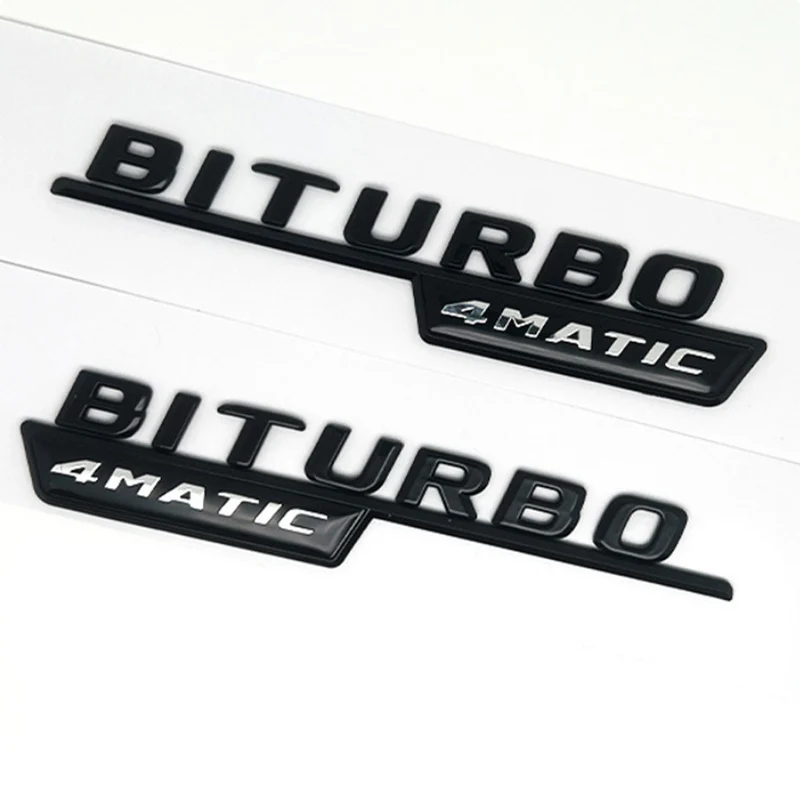 

2pcs Car Letters Fender Trim Badge BITURBO 4MATIC Plus Emblem Sticker For Mercedes AMG C43 E43 GLE43 GLC43 W205 W213 Accessories