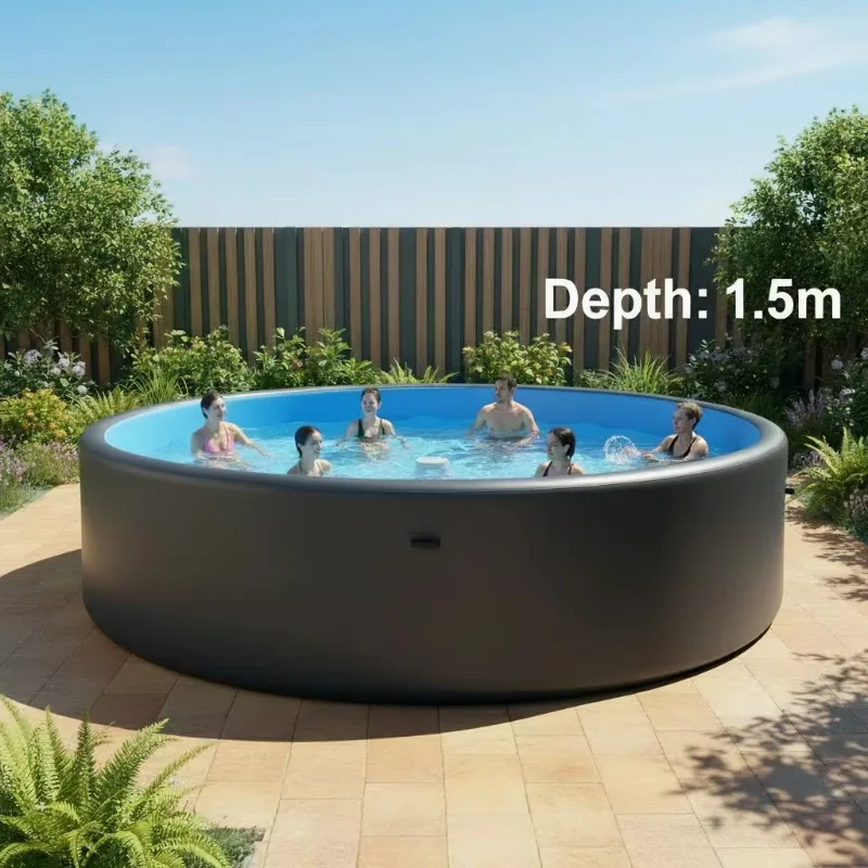 5m Diameter Drop Stitch Inflatable Above Ground Pool 1.5m Depth Round Swimming Pool for Backyard Resort & School