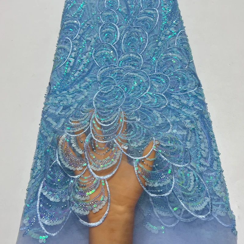 قماش شبكي من الدانتيل الفرنسي الفاخر، قماش حافة عصرية مطرز أفريقي عالي الجودة ومطرز بالترتر والمطرز