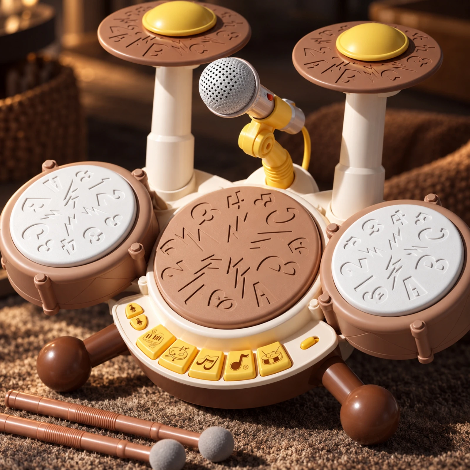 Toddler Drum Set Educational Children's Multi-Drum Musical Toy Percussion Play Set with Drumsticks Motor Skills Stable