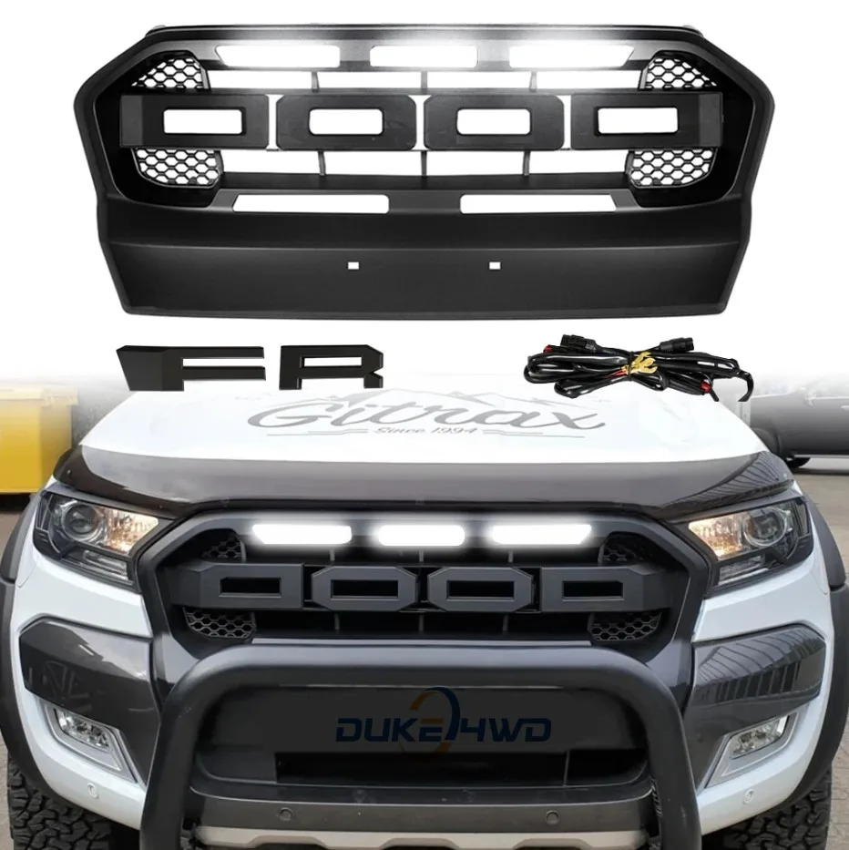 

DUKE4WD Modified For Ranger T7 Front Grill For Ranger T7 2015 2016 2017 Front Racing Grills Cover Front Bumper Mesh Cover Grills