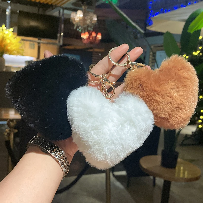 Adorabile peluche a forma di cuore portachiavi cuore cellulare ciondolo palla per capelli auto borsa da donna ciondolo decorazione regalo di san valentino ragazza