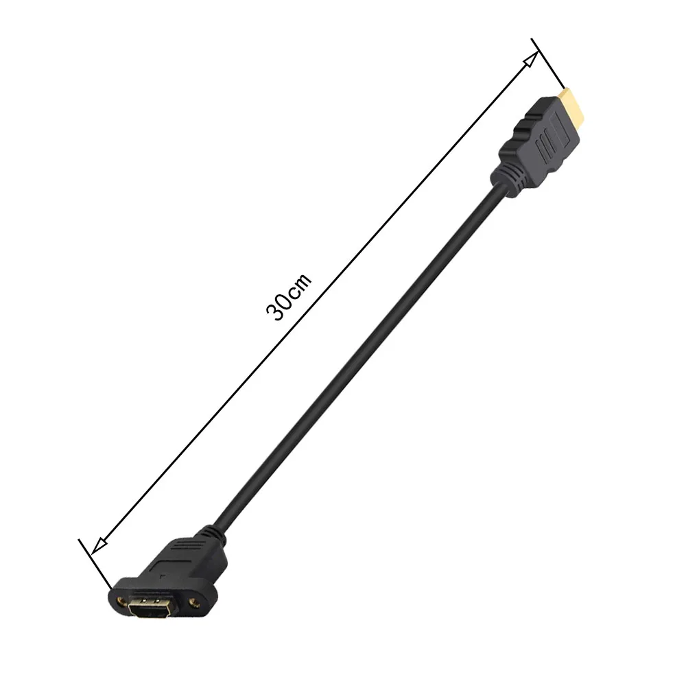 30cm Gold Plated HDMI-compatible Extension Cable Male to Female With Screw Panel Mount HD 1080P For PSP HDTV