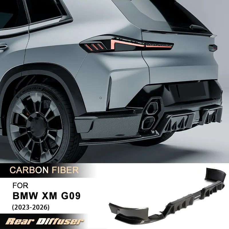 Car Rear Bumper Diffuser Lip Spoiler for BMW XM G09 2023-2026 Racing Rear Diffuser Apron Lip Guard Body Kits Carbon Fiber