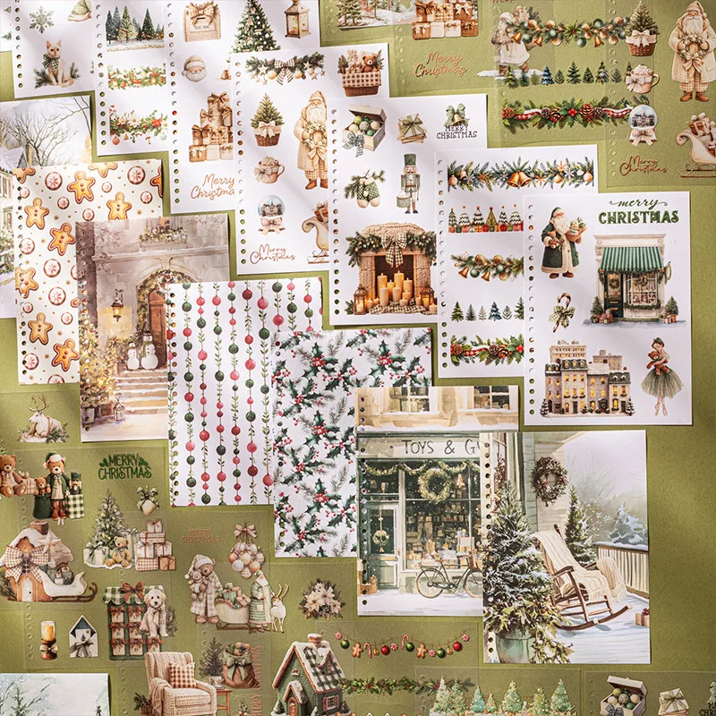 Christmas Theme Coil Binding Sticker Book Festival Decals for Scrapbooking Journal DIY Craft Supplies