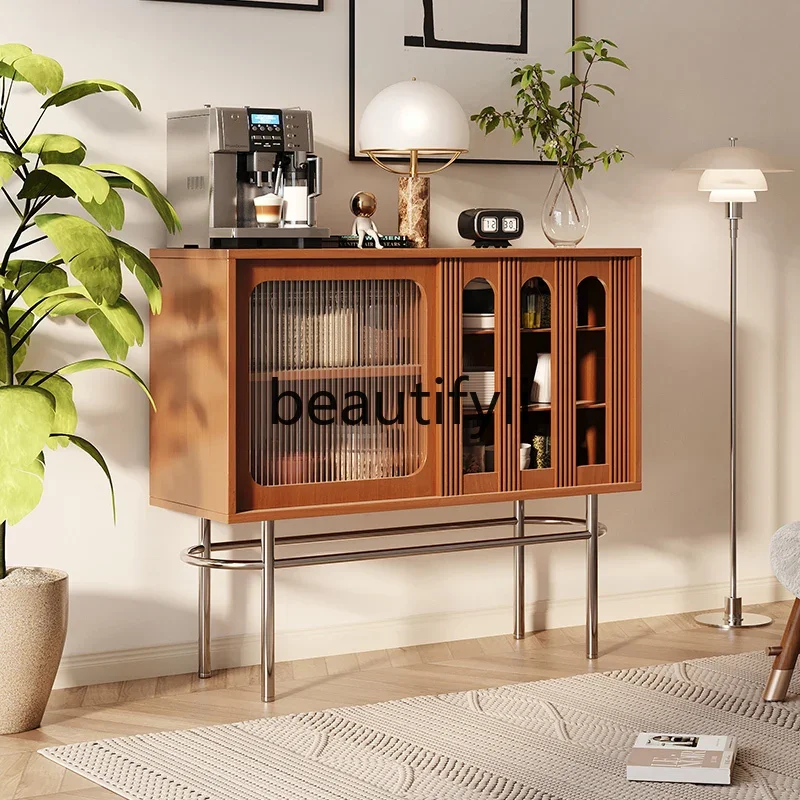 

Cream wind solid wood entrance, stainless steel storage magazines, books and newspapers, shelves, sofa small side cabinets