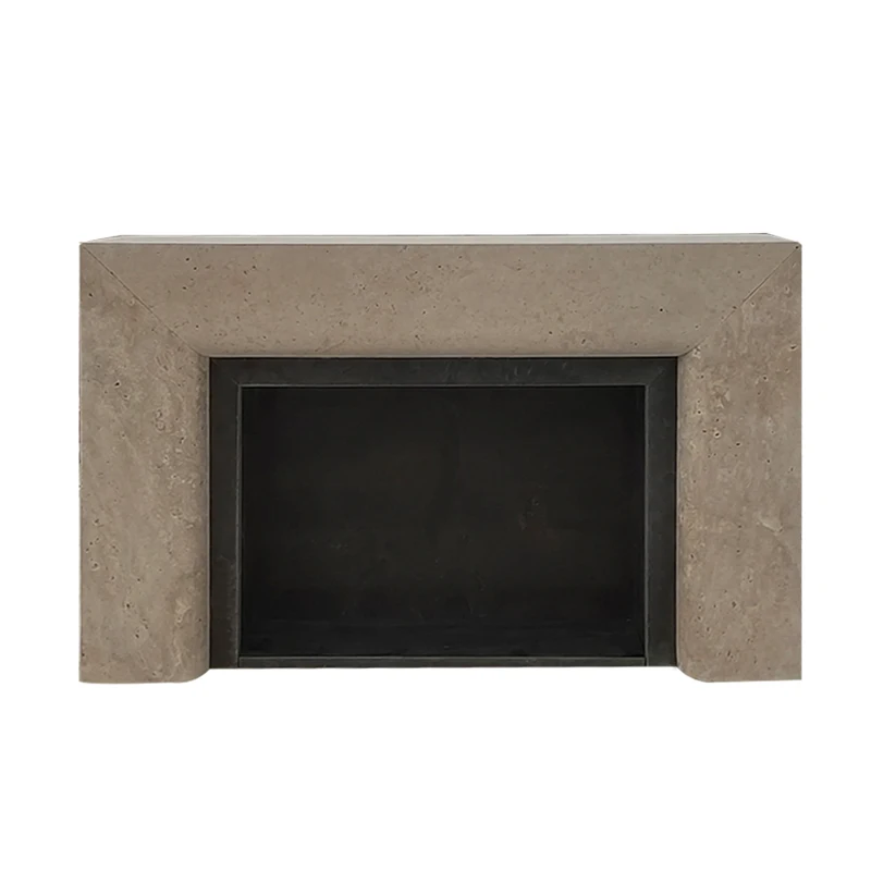 

Marble white cave stone fireplace Nordic fireplace decoration cabinet Villa living room stone fireplace decoration