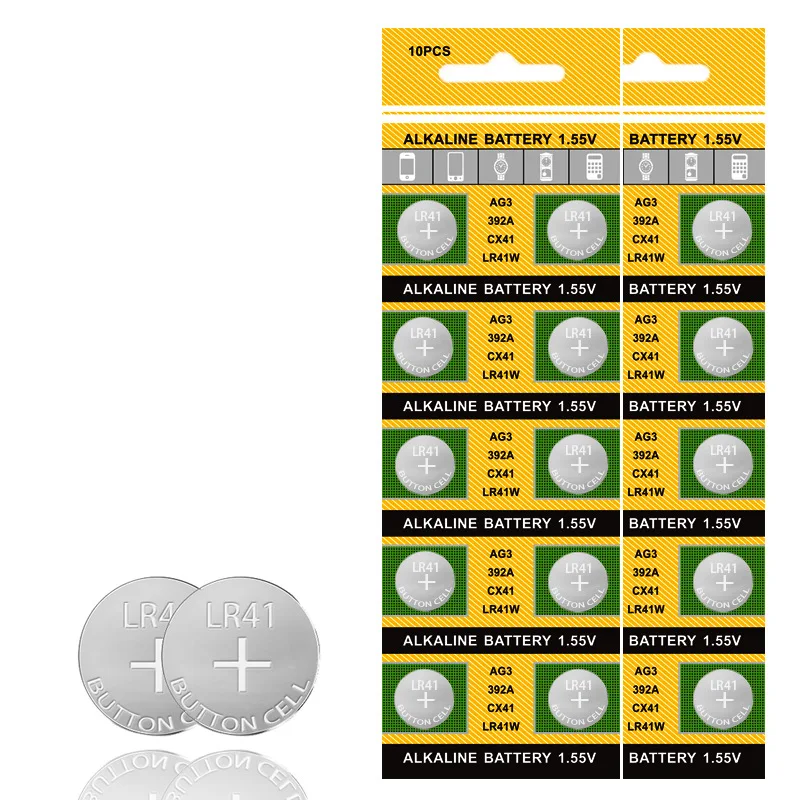 10-100PCS Cell Coin Alkaline Battery AG3 1.55V Button Batteries SR41 L736 384 SR41SW CX41 LR41 392 Lamp Toy Candle Light Watch