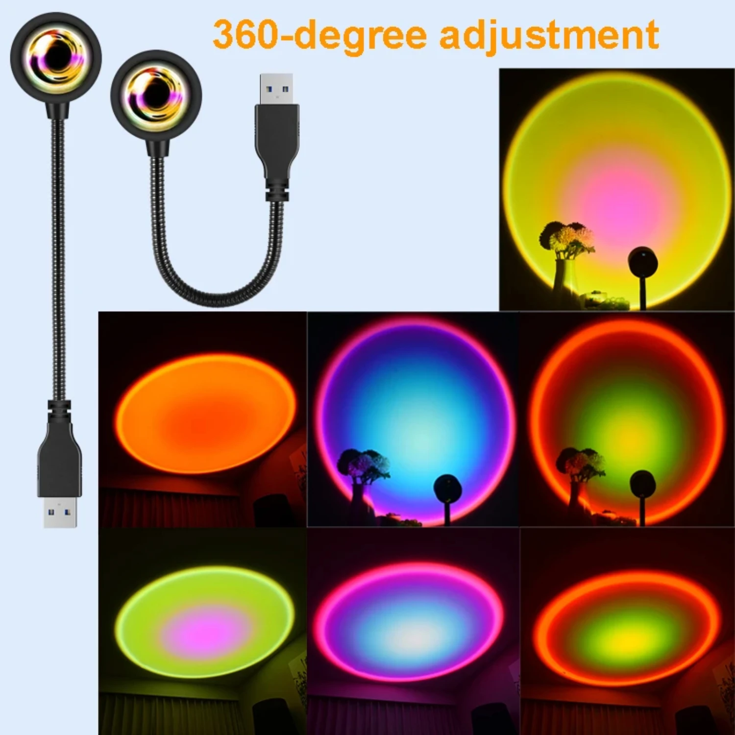 Mesmerizing Smart LED Projector Lamp with Stunning Sunset Rainbow Effect for Photography Background Decoration and Night Light,