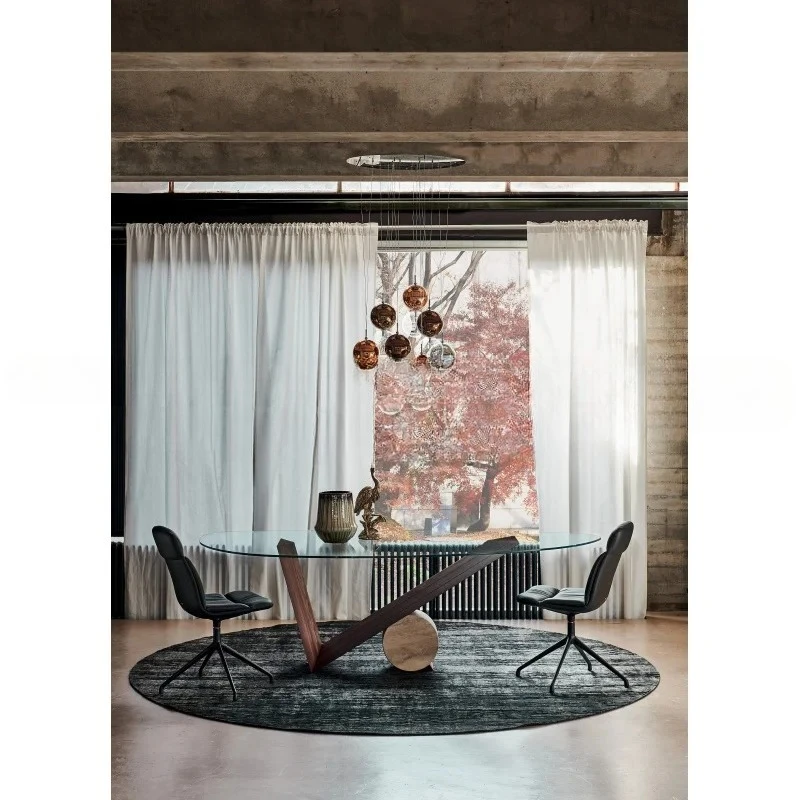 Tavolo da tè in vetro irregolare dal design master Tavolo da pranzo in marmo di quercia italiana