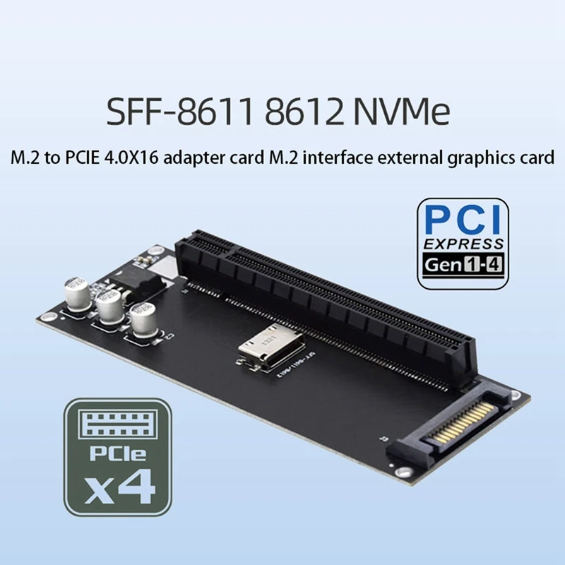 PCIE Adapter Mainboard SFF-8611 8612 Nvme M.2 SSD To Pcie 4.0 X16 Adapter Expansion Card Pcie X4 Riser Card External Graphics