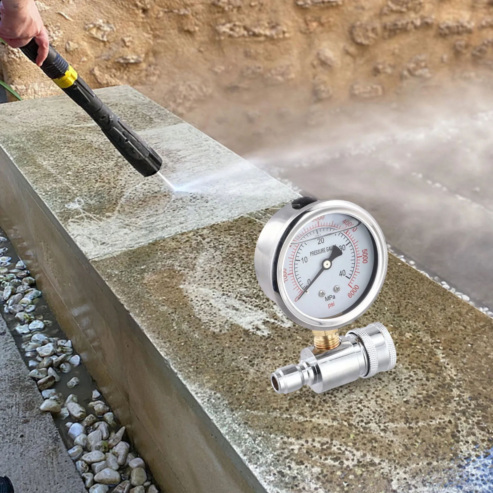 Quick Insertion 5000 PSI Gauge For Cleaning Machines Copper Components High-pressure Cleaning Cleaning Equipment As Picture