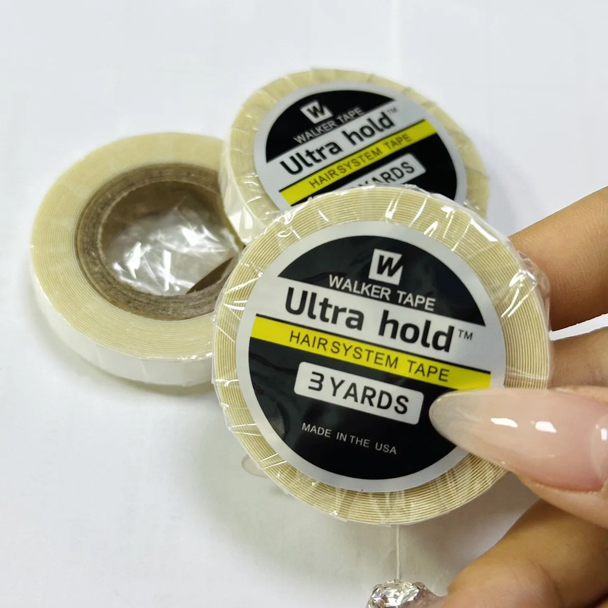 Fita adesiva para peruca de renda, 3 jardas, 0.8cm, cola para extensões de cabelo, cola para peruca, sistema de cabelo, fita para perucas