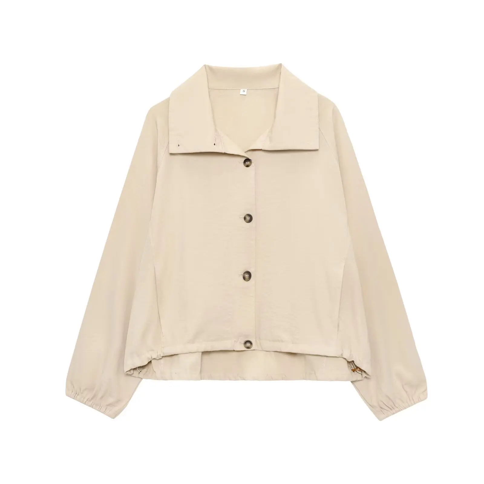 

Womens Summer New Style Adjustable Hem Casual Loose Minimalist Lapel Long Sleeve Flight Jacket Short Coat