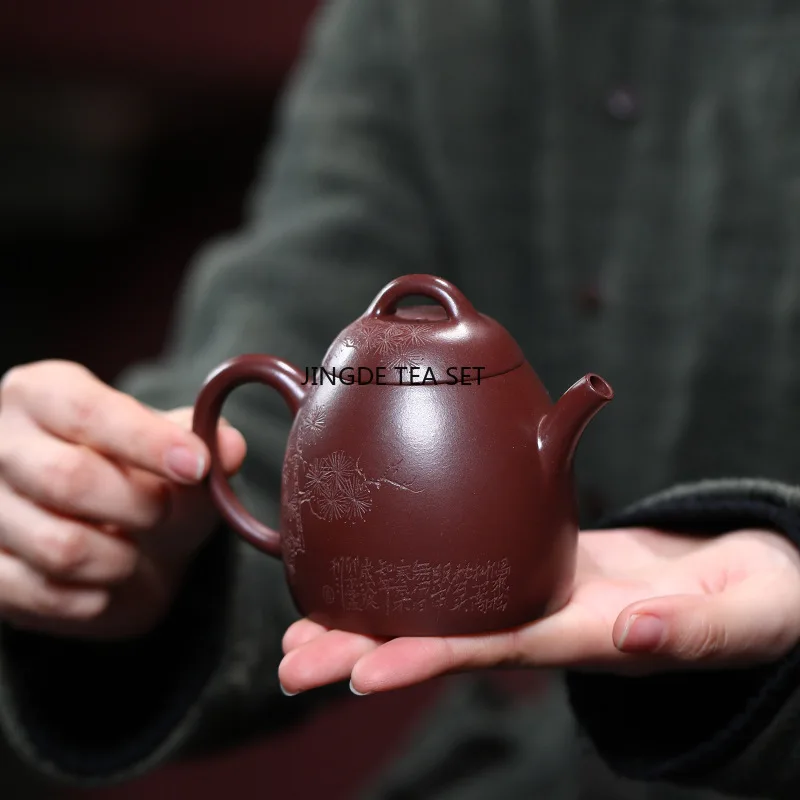 190ml Yixing Yixing Purple Clay Teapot Hand carved Pine Tree Pattern Teapot Kung Fu Tea Set