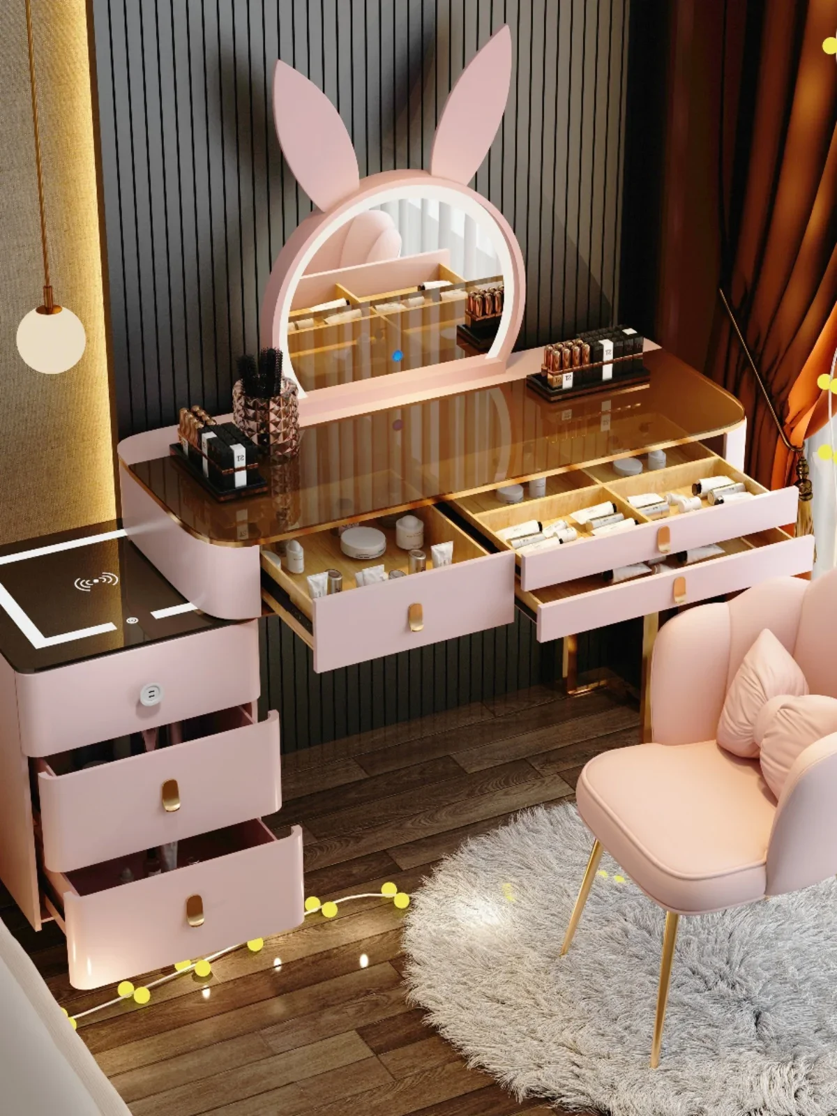 Dresser Master Bedroom Modern Simple and Light Luxury Smart Makeup Table Small Apartment dressing table bedroom