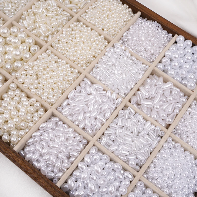 ABS Plastic Imitation Pearl Beads Ivory/White Loose Spacer Beads For Jewelry Making DIY Bracelet Necklace Earrings Accessories - view 4