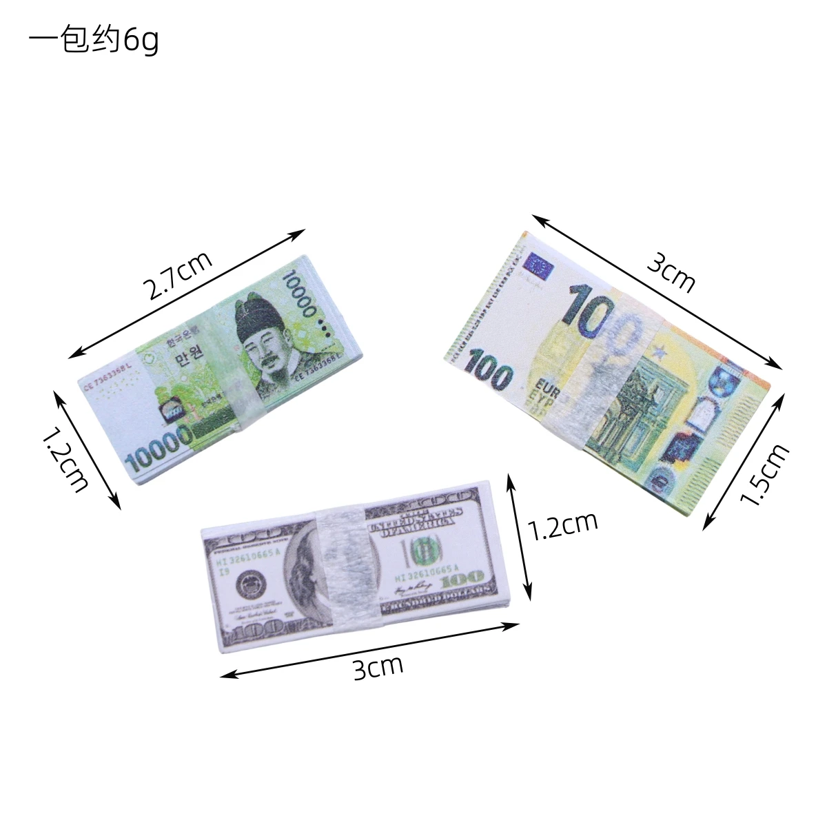 10Pcs/Bag Dollhouse Mini Dollar Korean Won Bankontes Number Learning Education Props Magic Show Birthday Party Accesso Model