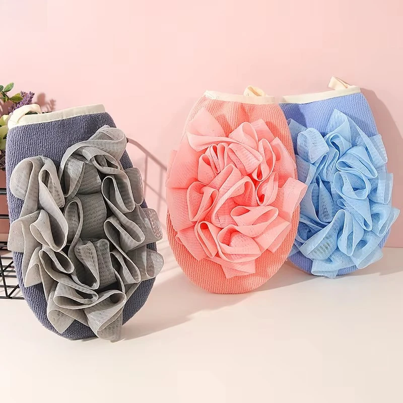 Dual Purpose Scrub Towel Double-sided 2-in-1 Scrub Back Bath Artifact Bath Foam Bath Flower Double-sided Towel Gloves