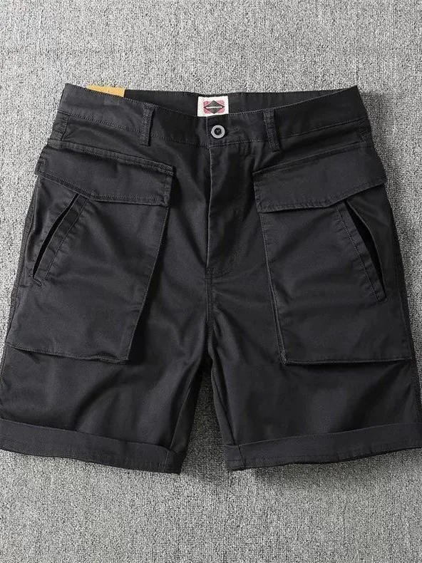 

Summer Outdoor Casual Cotton orts Men Loose Straight Five-Quarter Pants Multi-ket Workwear Dirt-Resistant Worn-In Look S...
