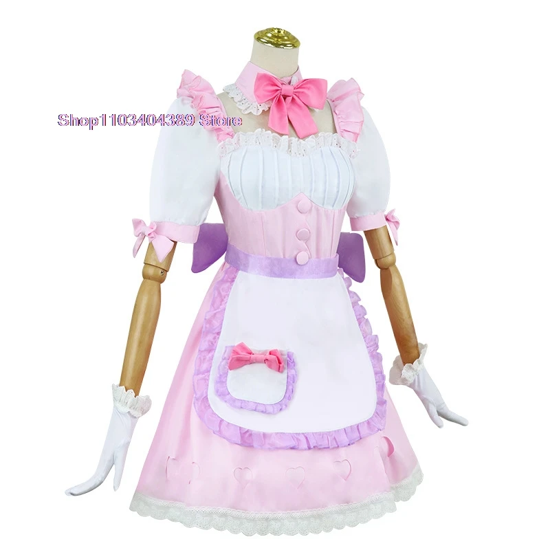 Anime Ram Rem Maid Dress Roze Lolita Cosplay Kostuum Pruik Party Uniform Halloween Spelen Rol Gift Rollenspel Jurk