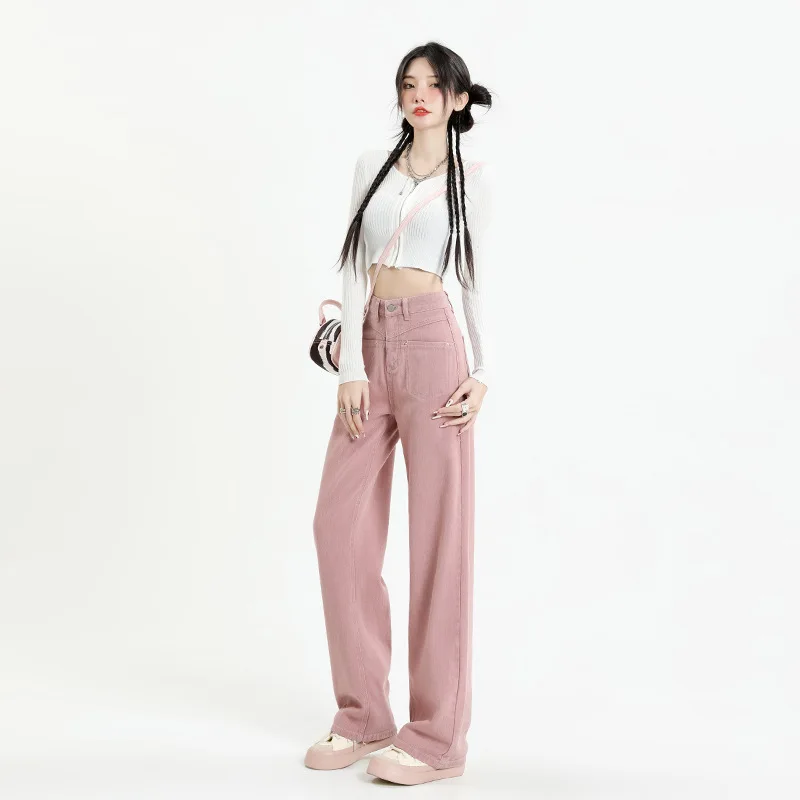 

Low Waisted Jeans Clothes For Woman Stacked Ruffle Pleated Draped Split Slit Asymmetric Detail Side Female Denim Fashion Unique