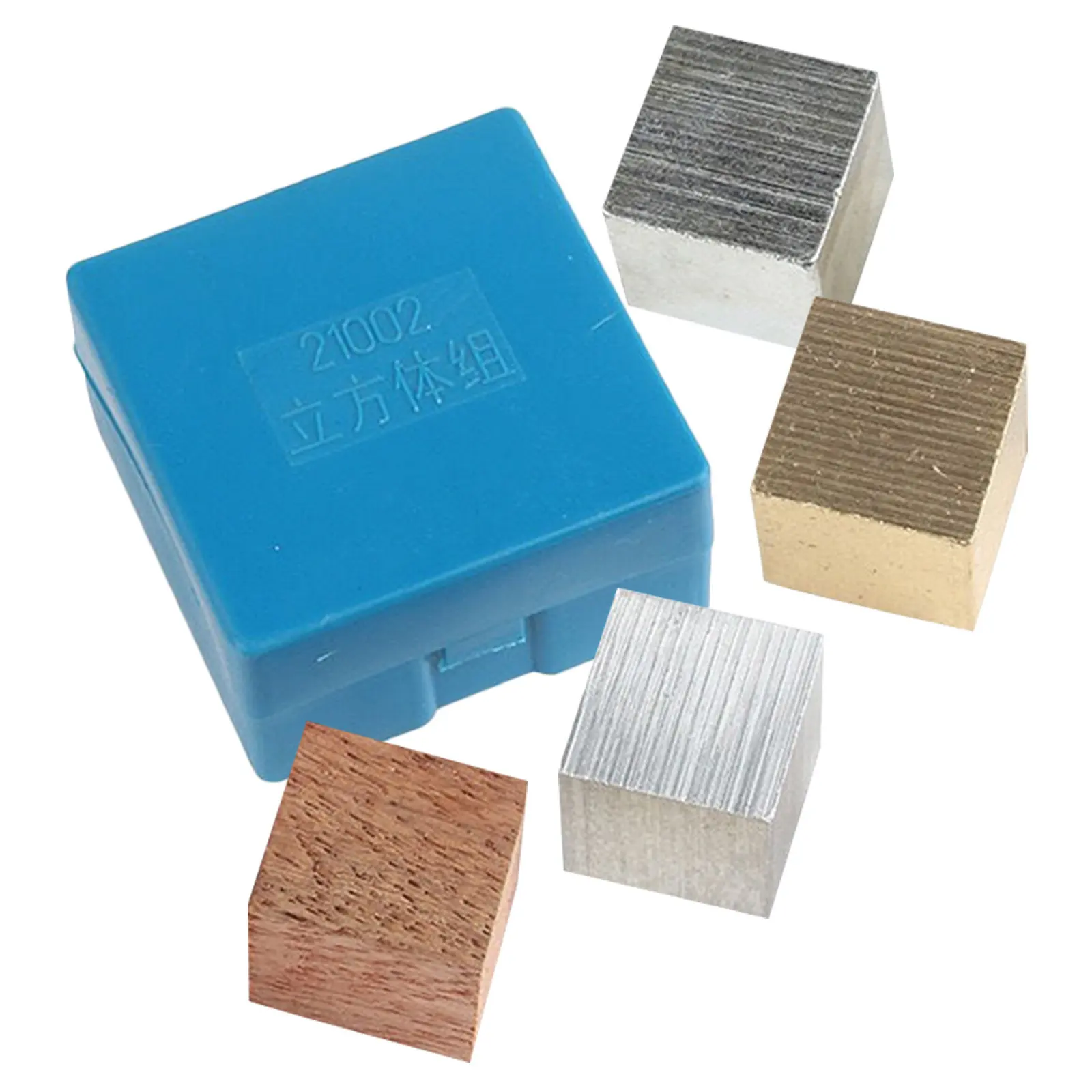 1Set Aluminum Iron Wood Copper Scientific Physical Experiment Cube Blocks Education Kit Material Density Observation Teaching