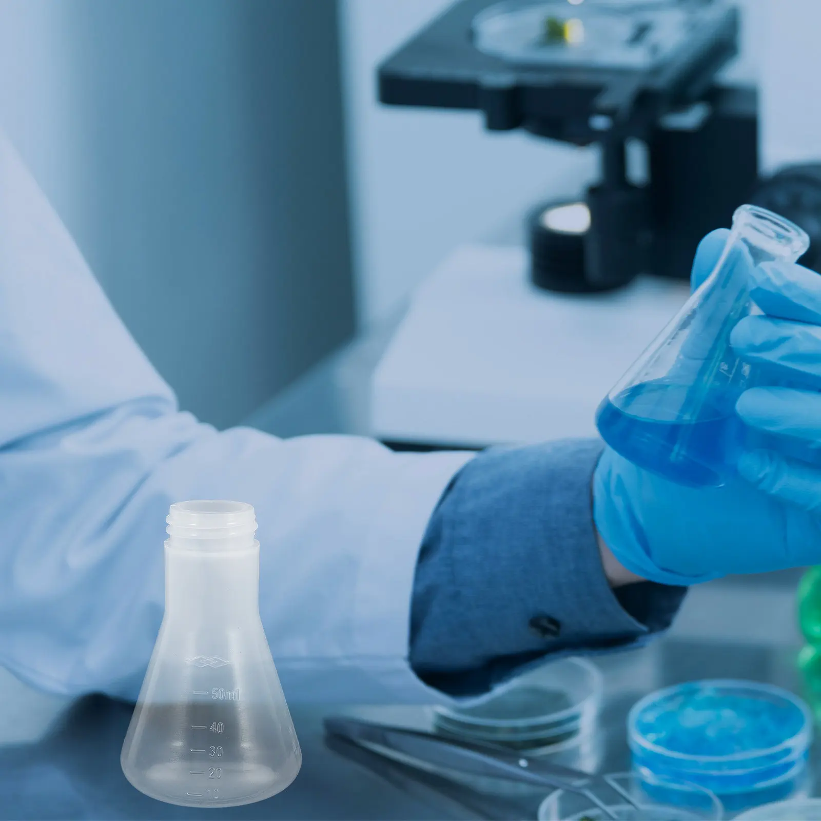 

4 Pcs Wide Mouth Experiment Flask Chemistry Stopper Clear Scale Plastic Conical