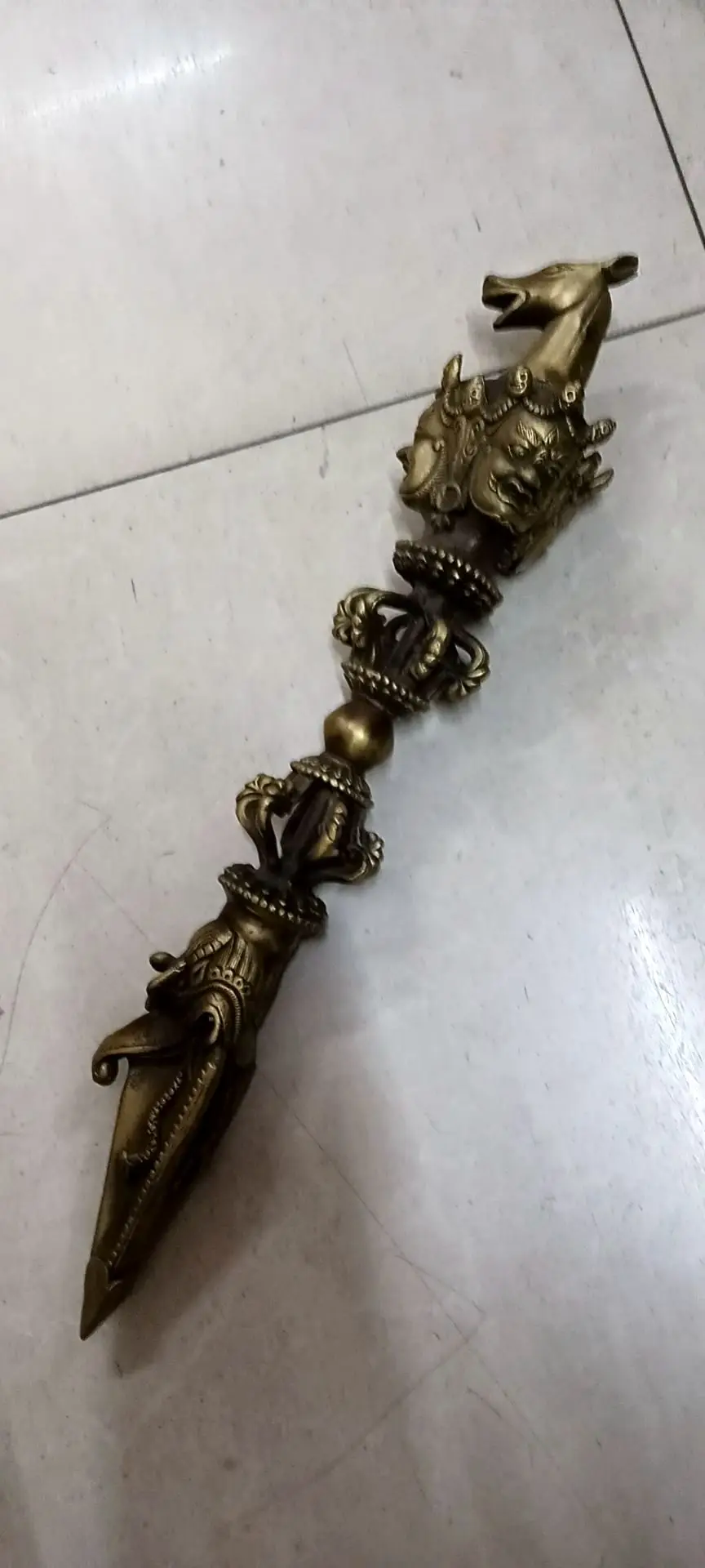 Vintage Tool Hand Vajra Dorje Tibetan Buddhism Ritual Magic Horse Head the Power of Wisdom Apotropaion