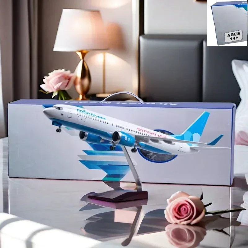 

New 47cm 1:85 Scale Model Russian Victory Airlines Boeing 737 Airplane Airways Diecast Resin Aircraft Collection Display Decor