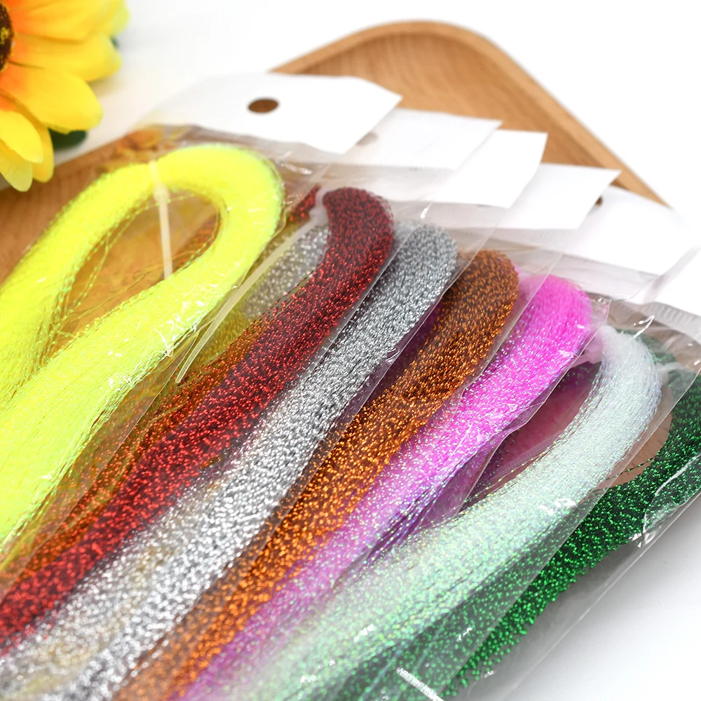 MNFT 20Bags Crystal Flash Holographic Tinsel Twisted Flashabou Sparkle Streamer Fly Tying Materials