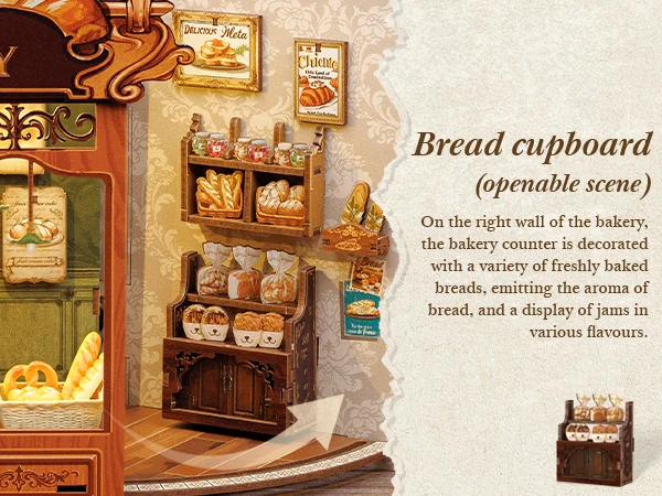 Original CUTEBEE 216pcs Mrs.Hunt Bakery Book Nook Kit DIY Miniature House Bakery Dessert Shop Dollhouse Booknook for Adults Tiny House Bookshelf Decor 3D Wooden Puzzle DIY Craft Gifts for Family Friends book nook para montar gifts for books fans