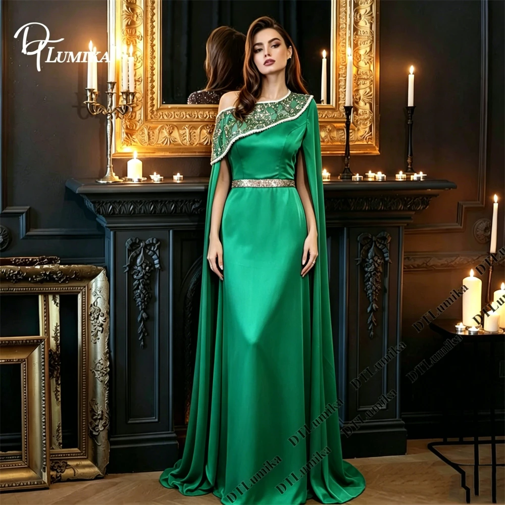 

DTLumika Elegant Satin Long Party Dress for Women One Shoulder Sheath Evening Gown for Formal Occasions, Customized Prom Dress