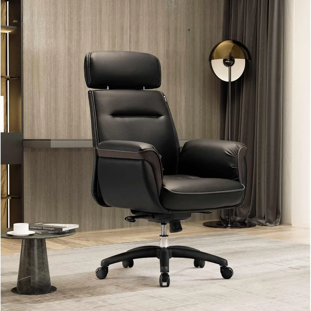 Office Chair, Microfiber Leather, Extra Wide Comfort with Liftable Headrest and Upholstered Armrests, Office Gaming Chair