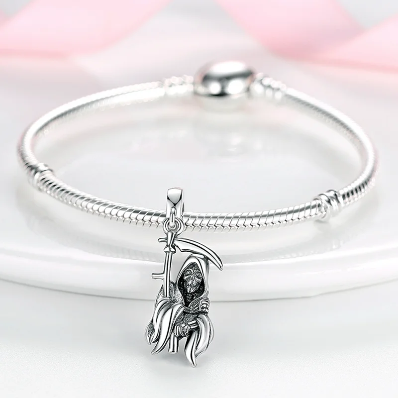 Hot Sale 925 Sterling Silver Charms Beads Bouncing Skeleton Pumpkin Item Series Pendants Fit Original Bracelet Women Jewelry Gif