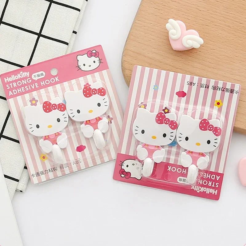 خطاف لاصق كرتوني Hello Kitty ، شماعات باب ، شماعات حائط ذاتية اللصق ، أرفف قبعات ، منشفة حمام ، ديكور منزلي ، شماعات مفاتيح