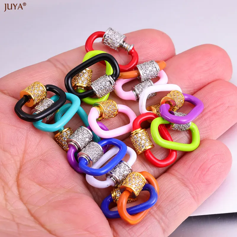 JUYA Enamel Copper Spiral Clasps Connector 18x12mm Cubic Zirconia Clasp Fasteners For DIY Jewelry Making Supplies Accessories image 3