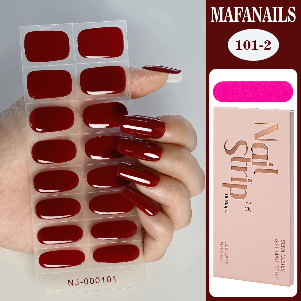 

16 насадок, улучшенные глянцевые однотонные полузатвержденные полоски для ногтей, клейкие водонепроницаемые долговечные гелевые наклейки для ногтей, набор УФ-лампочек