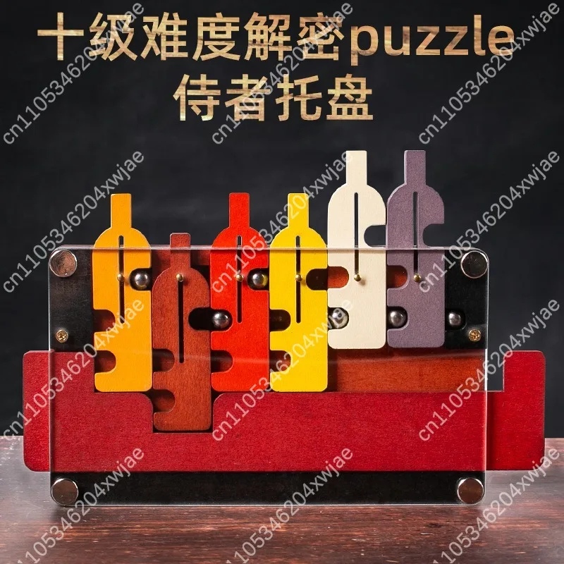 10-Level Burr Puzzle Klotski Chinese Rings Maze Brain Teaser IQ Educational Wooden Toy Set for Adults Wholesale Stress Relief