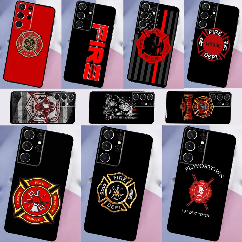 Firefighter Fire Department Fireman Cover For Samsung Galaxy S23 S22 S21 Ultra S20 FE Note 10 S9 S10 Plus Note 20 Ultra Case