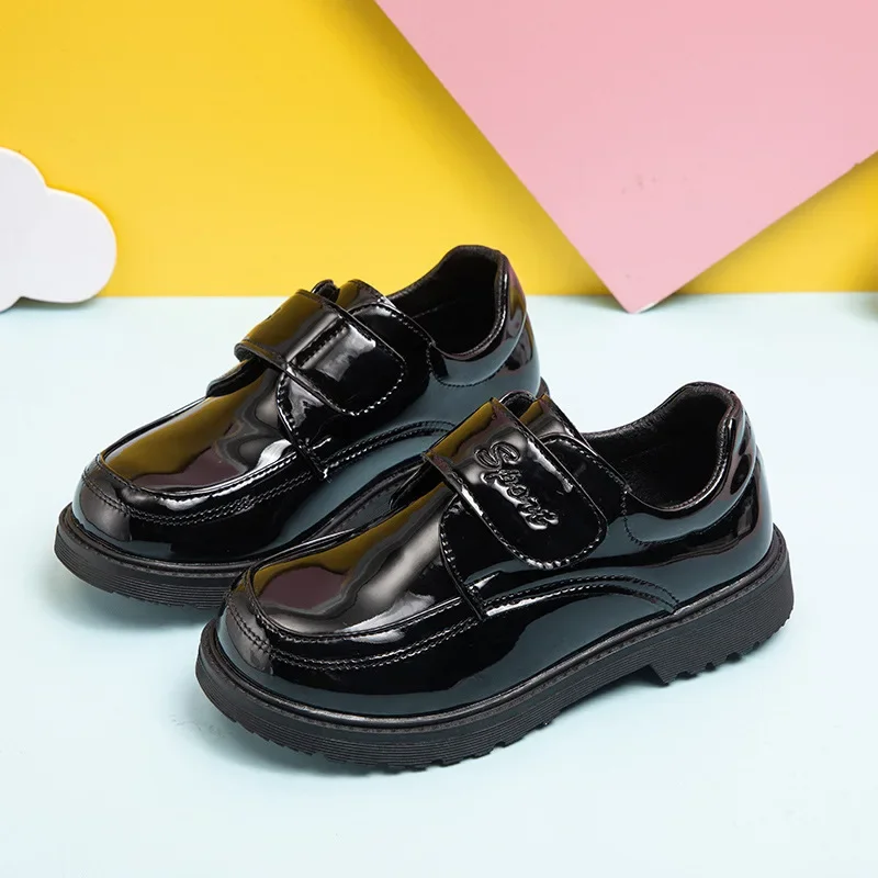 Boys Leather Shoes Spring Autumn Fashion Kids Soft Sole Shoes School Student Performance Flats Big Children\'s Shoes Black Formal