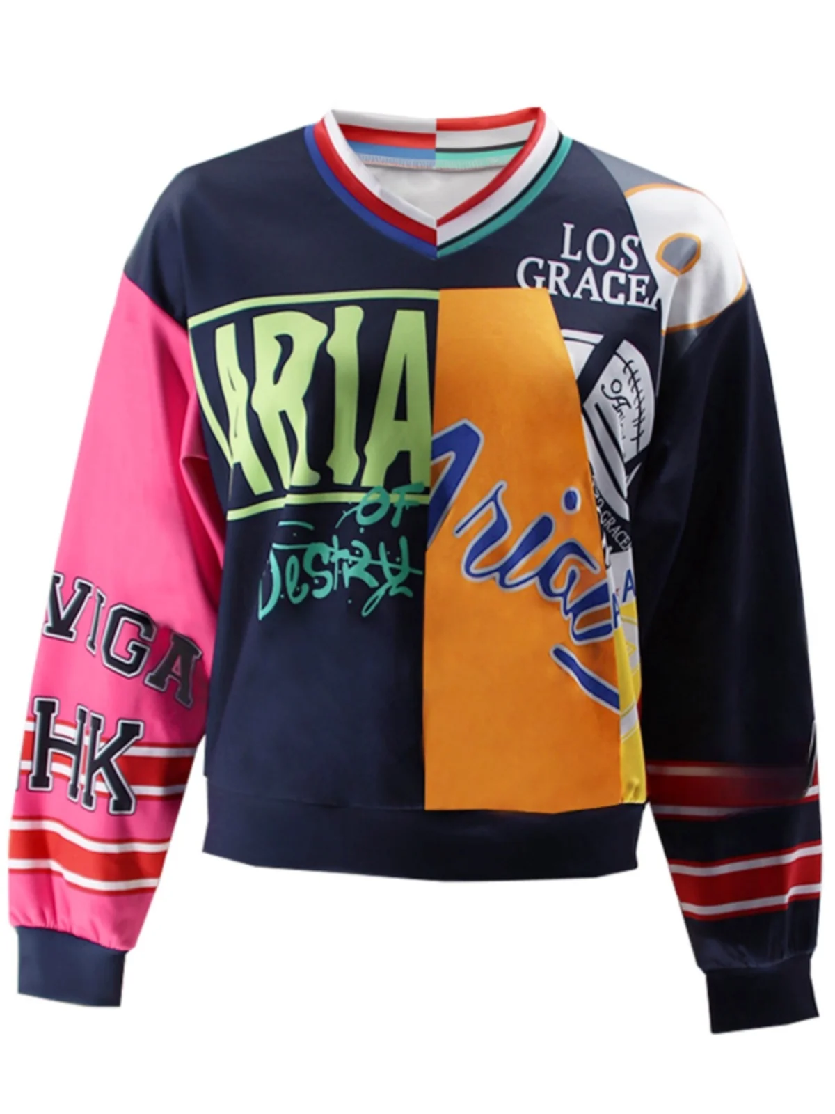 เสื้อฮู้ดพิมพ์ลายตัวอักษรตัดสีสันทันสมัยสำหรับผู้หญิง ฤดูใบไม้ร่วง ฤดูหนาว ดีไซน์ใหม่ ทรงหลวม สไตล์ลำลอง แนวสตรีท แขนยาว...