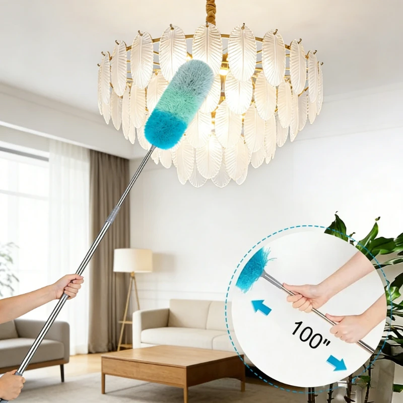 Extendable Microfiber Duster Flexible Long Handle Telescopic Pole Electrostatic Dust Cleaning Brush for Home Office Car Duster