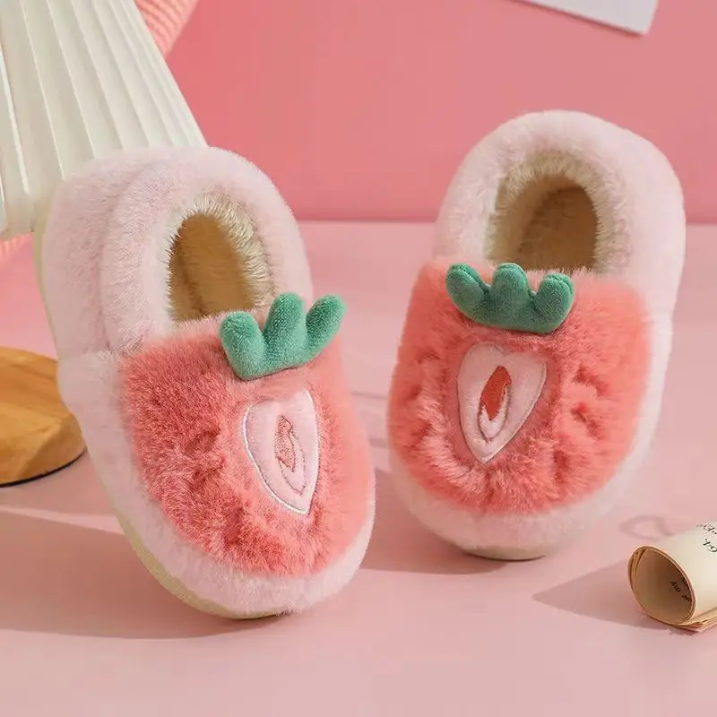 Pantuflas mullidas de algodón para niños, pantuflas de dibujos animados, otoño e invierno, para dormitorio de bebé, novedad