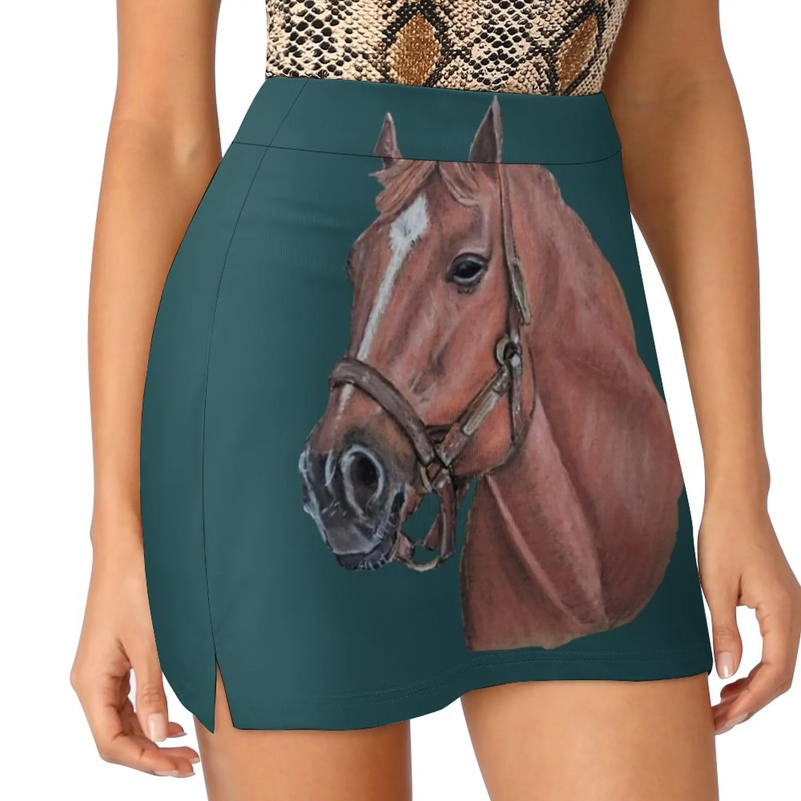 

" Big Red " Secretariat , Race Horse Women's skirt With Hide Pocket Tennis Skirt Golf Skirts Badminton Skirts Running skirts