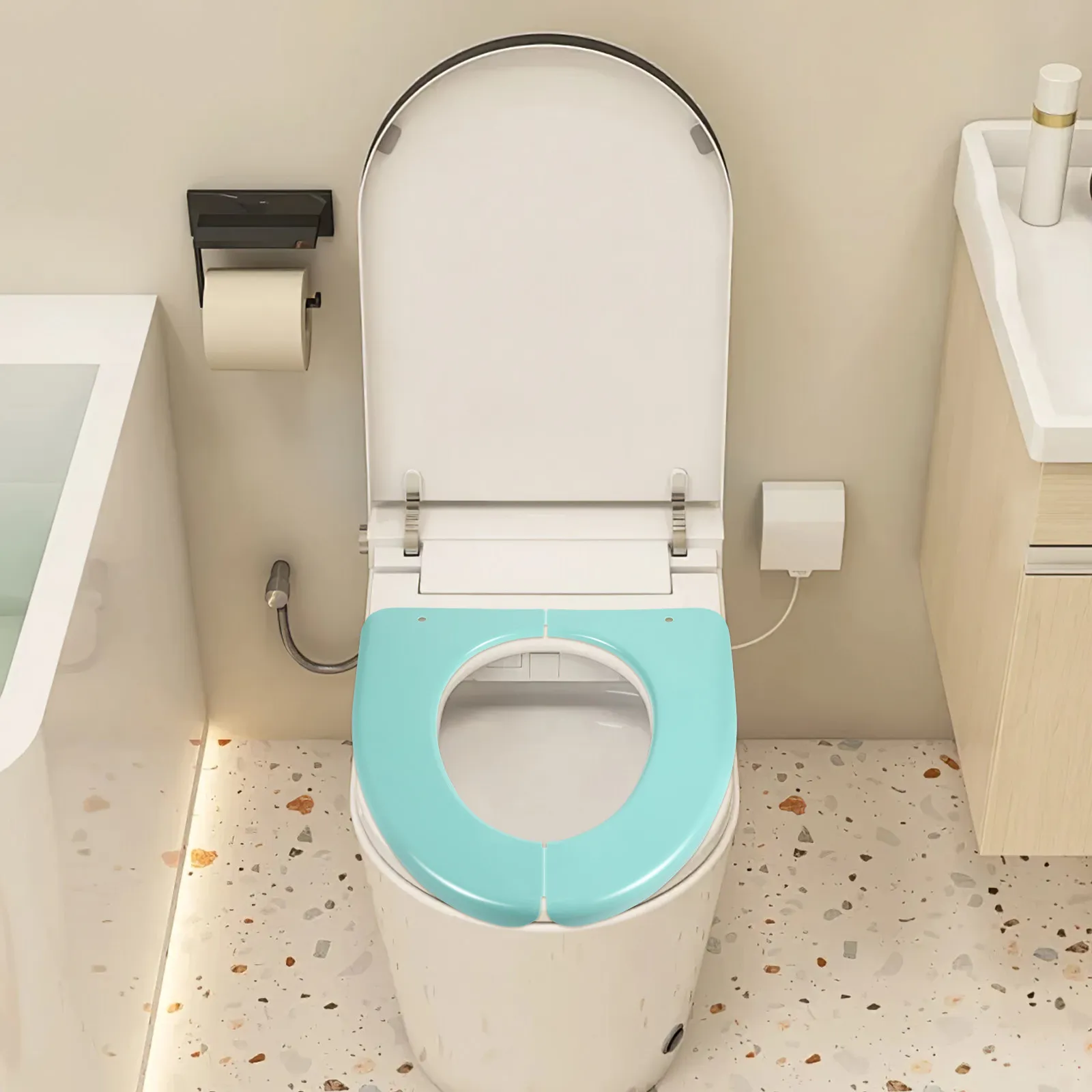 1Pcs Folding Potty Seat Made of Safe PP Plastic Toilet Training Seat Cover for Babies Adults Fits Most Standard Toilets Portable