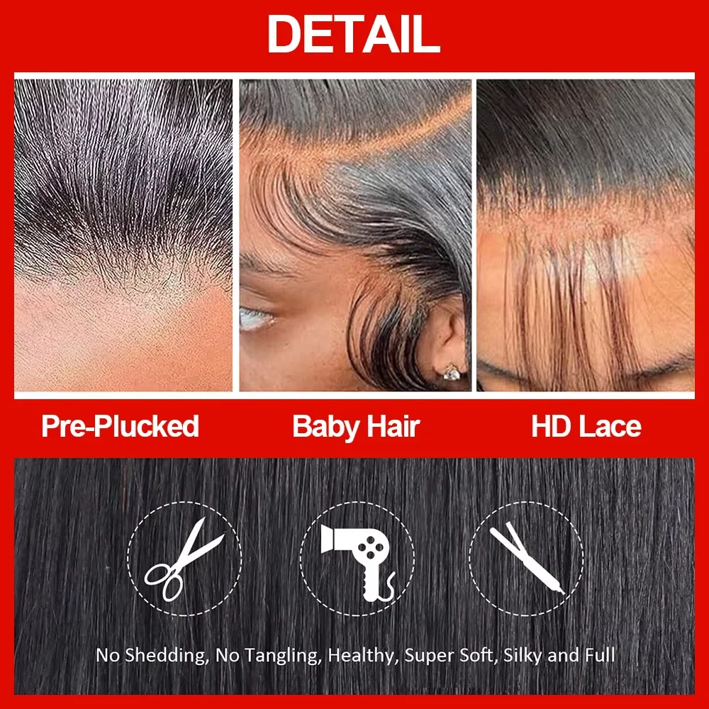 ショートボブストレート4x4 5x5グルーレスウィッグHDレースクロージャー人毛ウィッグ既製品13x4レースフロントウィッグ100%人毛