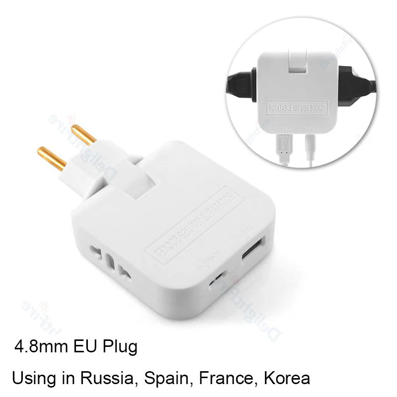 4 in 1 EU Extension Socket With USB Port Spain France Korea Plug Converter Electrical US To Euro Scokets AC Outlet Converter