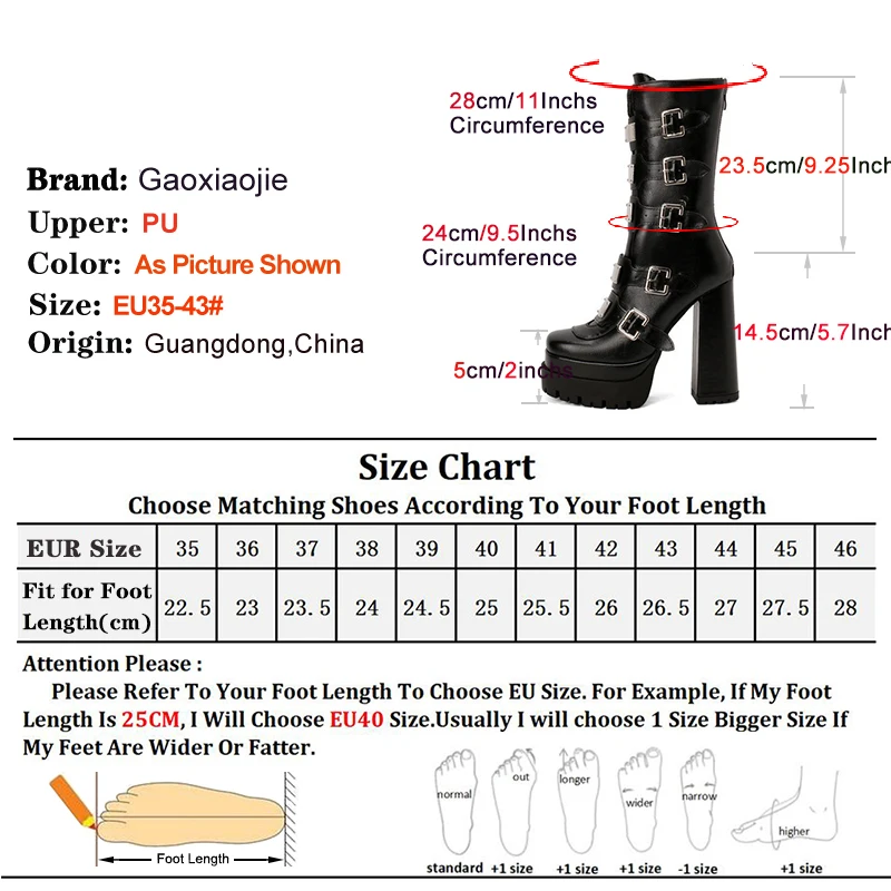 Cosplay Women Platform Boots Gothic Style Nightclub Lady Heels Buckle Strap Knight Boots 14.5CM Winter Black Shoes Size 35-43