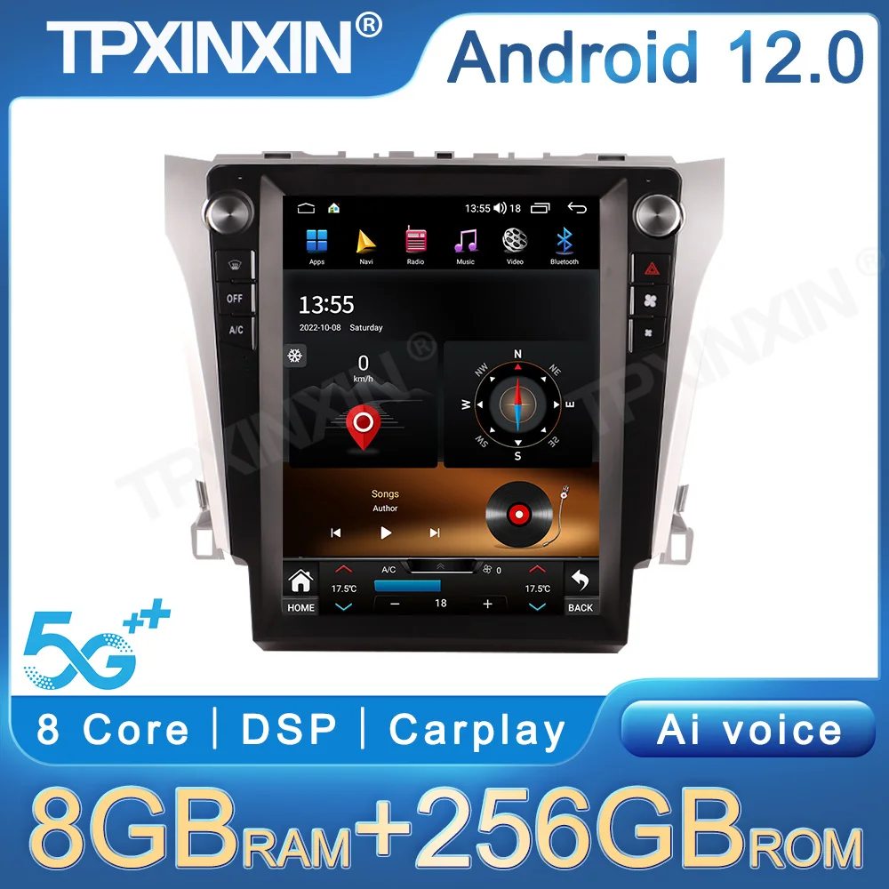 Android 13 Car GPS Navigation For Toyota Camry 2013-2017 Carplay Stereo Radio Head Unit Multimedia Player DSP 4G LTE Accessories